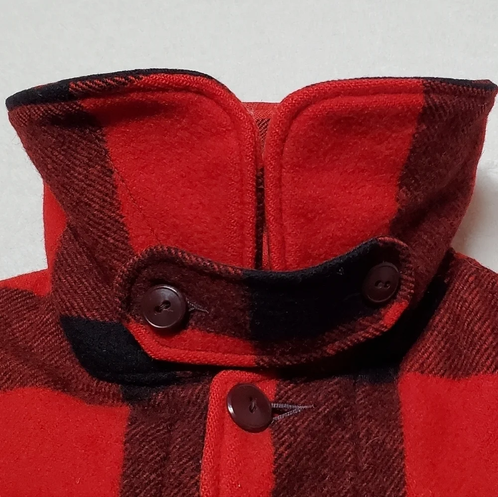 40s-50s Vintage Woolrich Woolen Mills Mackinaw Red Plaid Wool Hunting Jacket 42 - Picture 7 of 16